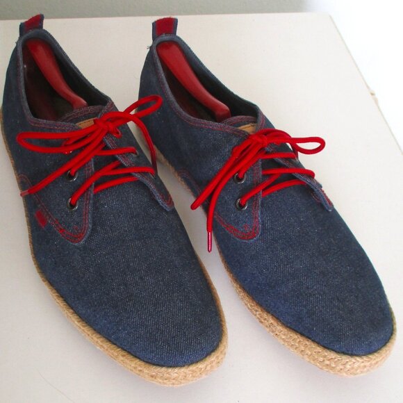Ben Sherman Mens Denim Blue Canvas & Jute Lace-up Sneaker - Size 10M - Picture 2 of 8